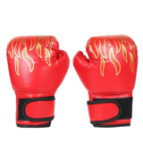 1 pair Kids Children Boxing Gloves Professional Flame Mesh Breathable PU Leather Flame Gloves Sanda Boxing Training Glove