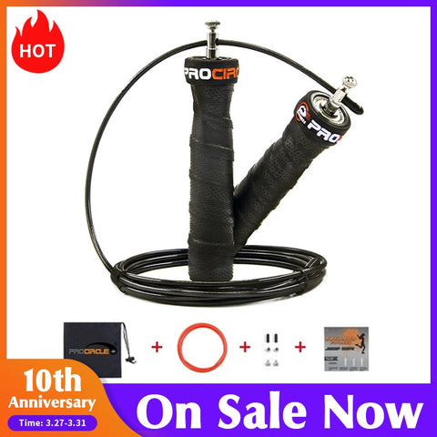 Crossfit Jump Rope Skip Speed & Weighted Jump Ropes with Extra Speed Cable Ball Bearings Anti-Slip Handle for Double Unders