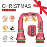 (with Gift Box)JinKaiRui U Shape Electrical Shiatsu Back Neck Shoulder Body Massager Infrared Heated Kneading Car/Home Massagem