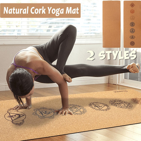 5MM Natural Cork TPE Yoga Mat 183X68cm Non-slip Fitness Sports Gym Pad Pilates Exercise Training Mats with Yoga Bag