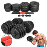 2pcs PE Material Weight Dumbbell Set Gym Barbell Plates Rubber-Coated Dumbbells Fitness Equipment (Need fill cement)