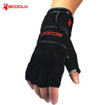 Genuine Leather Men's Half Finger Crossfit Gloves Non Slip Gym Fitness Gloves Dumbbell Sports Bodybuilding Weight Lifting Gloves