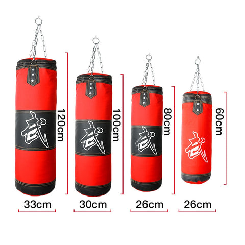 60cm-120cm Empty Boxing Sand Bag Hanging Kick Sandbag Boxing Training Fight Karate Punch Punching with Chain Hook Carabiner