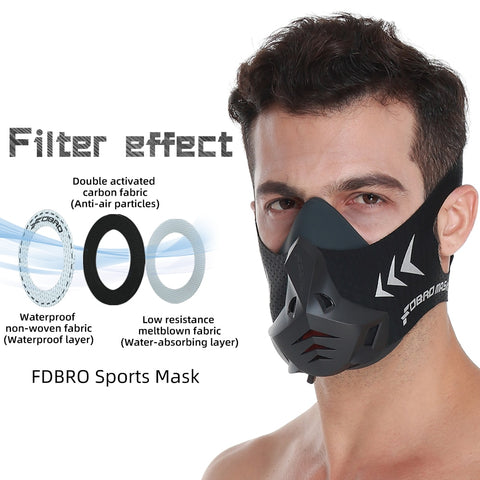 FDBRO Sports Mask Pro Training Running Can Dust-proof Air Filtration Mask Cardio High Altitude Protective Breathing Trainer Mask