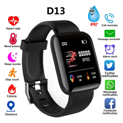 D13 Smart Watches 116 Plus Heart Rate Blood Pressure Smartwatch Fitness Tracker Sport Band Bracelet  Waterproof  Smart Wristband