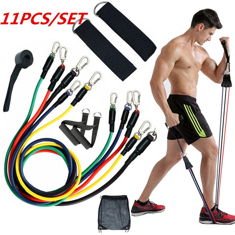 11pcs/set Pull Rope Fitness Exercises Resistance Bands Latex Tubes Pedal Excerciser Body Training Workout Yoga Elastic Pull Rope