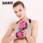 AOLIKES 1 Pair Half Finger Gym Gloves Fitness Glove Unisex Adult Wrist Weightlifting Gear Exercise for Men & Women