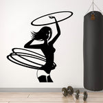 Hula Hoop Girl Wall Decal Gymnastics Sports Fitness Vinyl Window Stickers Girls Bedroom Training Room Gym Interior Decor E544