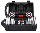 1set 15kg Adjustable dumbbell men's fitness equipment household boxed electroplated dumbbell barbell dual purpose