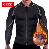 CXZD Men Sweat Neoprene Weight Loss Sauna Suit Workout Shirt Body Shaper Fitness Jacket Gym Top Clothes Shapewear Long Sleeve