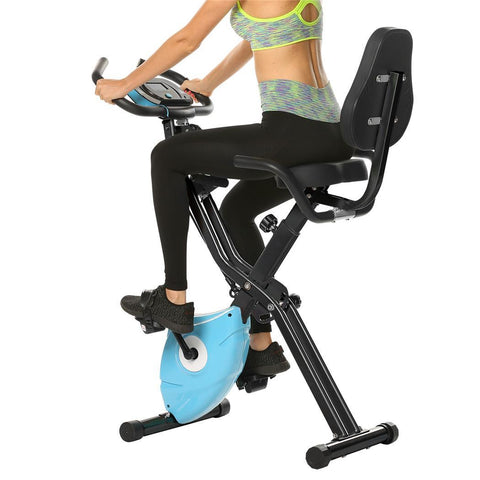 New 10 Levels Magnetic Resistance Upright Exercise Bike Training Apparatus Exercise Bicycle Cycling Equipment With Backrest Pad