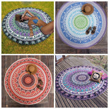Boho Tapestry Yoga Beach Towels Colorful Beach Mattress Hamburger Ice Cream Table Cloth Cooling Beach Towel Round Blanket Picnic