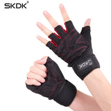 SKDK Gym Fitness Male Half Finger Female Exercise Dumbbell Horizontal Bar Training Protective Wrist Non-Slip Breathable Gloves