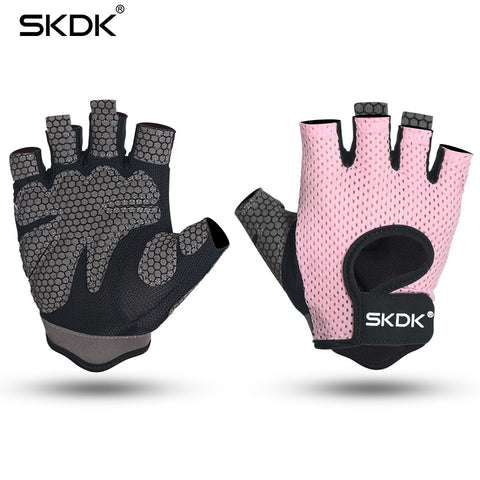 SKDK Half finger Elastic Fitness Gym Gloves Silicone Anti-slip Breathable BodyBuilding Workout Crossfit Gloves Guantes Gimnasio