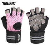 AOLIKES Men Women Weightlifting Gloves Gym Half Finger Sports Fitness Gloves Anti-slip Resistance Exercise Training Wrist Gloves