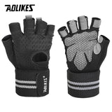 AOLIKES Men Women Weightlifting Gloves Gym Half Finger Sports Fitness Gloves Anti-slip Resistance Exercise Training Wrist Gloves