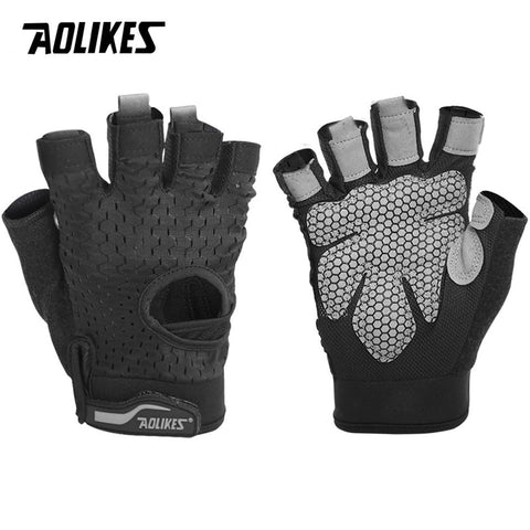 AOLIKES Professional Gym Gloves Exercise Gloves Women Men Hands Protecting Breathable Sports Gloves Fitness Weight-lifting