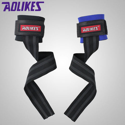 AOLIKES 1 Pair No-Slip Thicken Gym Training Weight Lifting Gloves Bar Grip Barbell Straps Wraps Hand with Wrist Support