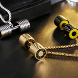 2019 new design trendy Men sports fitness strength dumbell popular titanium pendant Mathidaleo Necklace D029