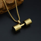 2019 new design trendy Men sports fitness strength dumbell popular titanium pendant Mathidaleo Necklace D029