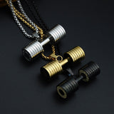 2019 new design trendy Men sports fitness strength dumbell popular titanium pendant Mathidaleo Necklace D029
