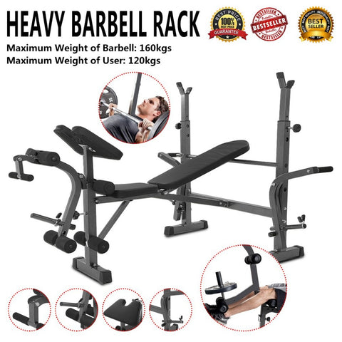 Newest Durable Heavy Duty Gym Shoulder Chest Press Sit Up Weights Bench Barbell Fitness Full Body Workout Exercise Equipment