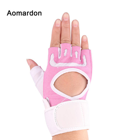 Women Gym Training Gloves Half Finger Breathable Comfortable Fitness Exercise Bodybuilding Workout Pink Wrist Wrap