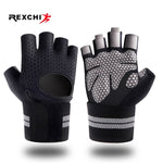 REXCHI Half Finger Gym Fitness Gloves with Wrist Wrap Support for Men Women Crossfit Workout Power Weight Lifting Equipment