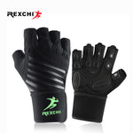 REXCHI Gym Fitness Half Finger Gloves with Wrist Wrap Support Men Women Crossfit Workout Gloves Power Weight Lifting Equipment