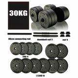 30KG detachable plating cast iron dumbbell barbell, men's fitness equipment dumbbell with PVC covered, 2 in 1 household barbell