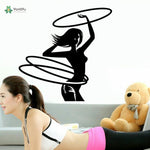 YOYOYU Wall Decal Hula Hoop Gym Poster Girl Run Fitness Club Crossfit Wall Decoration Vinyl Wall Sticker YO243