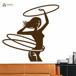 YOYOYU Wall Decal Hula Hoop Gym Poster Girl Run Fitness Club Crossfit Wall Decoration Vinyl Wall Sticker YO243