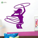 YOYOYU Wall Decal Hula Hoop Gym Poster Girl Run Fitness Club Crossfit Wall Decoration Vinyl Wall Sticker YO243