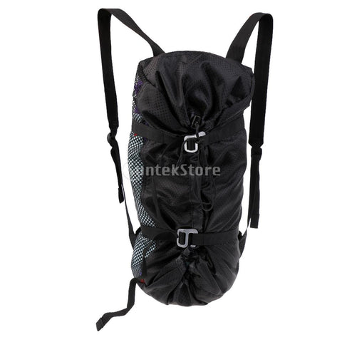 Large Ultra-light Folding Outdoor Rock Climbing Rope Equipment Storage Bag Backpack with Ground Sheet & Shoulder Straps Black